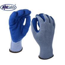 NMsafey grey polycotton dipped blue latex competitive working gloves